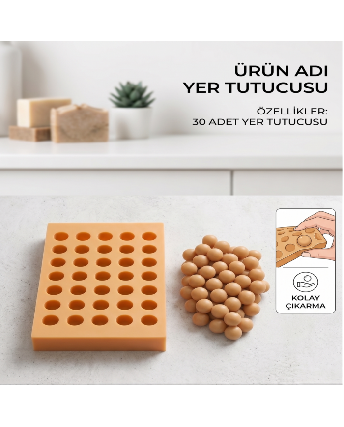 Silikon Üzüm Kalıbı Asimetrik 30'lu Salkım Sabun ve Kokulu Taş