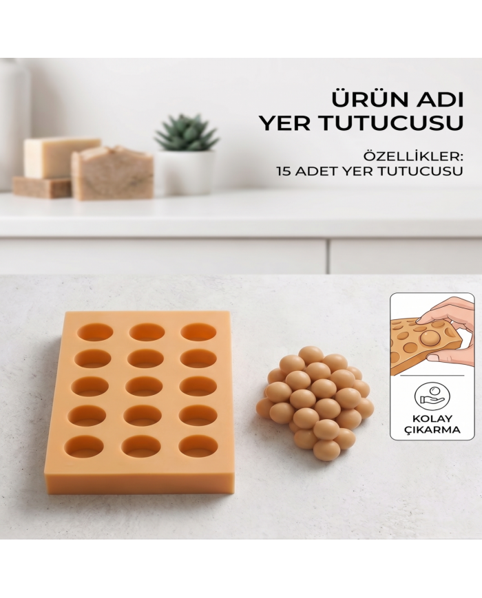 15'li 3.3cm Silikon Üzüm Tanesi Döküm Kalıbı - Kolay Çıkan