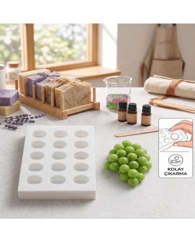 15'li 3.3cm Silikon Üzüm Tanesi Döküm Kalıbı - Kolay Çıkan