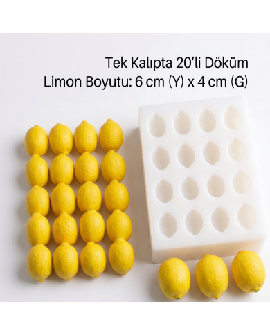 20'li İri Boy Limon Silikon Kalıp (6x4 cm) - Sabun, Mum ve