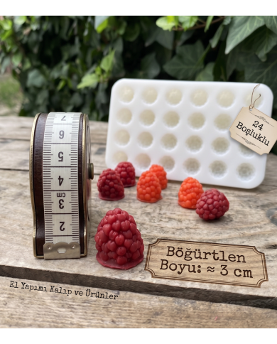 24 Gözlü Böğürtlen Silikon Kalıbı - 3 cm Meyve Motifli Sabun