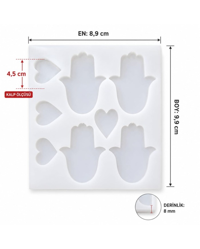 4lü Fatmanın Eli - Hobi Silikon Kalıbı - Kod: SN1227