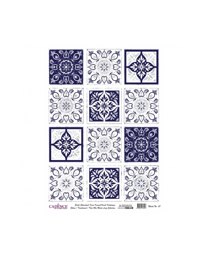 DESENLİ GÜMÜŞ VARAK PİRİNÇ DEKOPAJ 30*42 CM MODEL 047