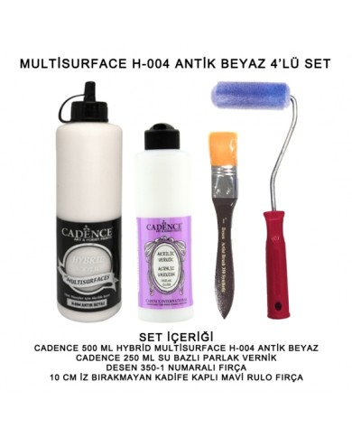 500ML H:04 ANTİK BEYAZ HYBRİD + 250ML PARLAK VERNİK 4'LÜ SET