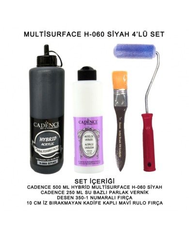 500ML H:060 SİYAH HYBRİD + 250ML PARLAK VERNİK 4'LÜ SET