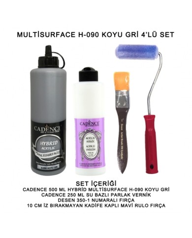 500ML H:090 KOYU GRİ HYBRİD + 250ML PARLAK VERNİK 4'LÜ SET