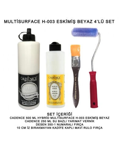 500ML H:03 ESKİMİŞ BEYAZ HYBRİD + 250ML YARIMAT VERNİK 4'LÜ SET