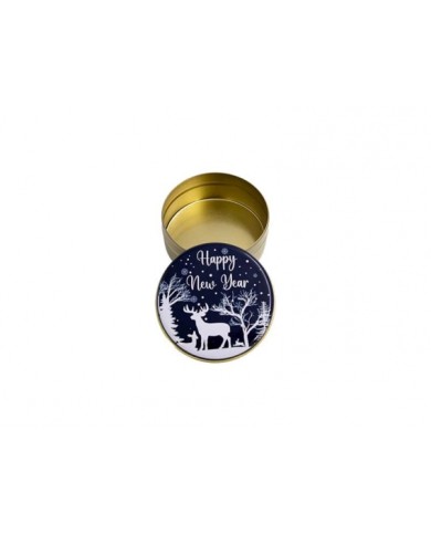 Geyik Motifli Happy New Year Metal Mum Kabı 75 CC
