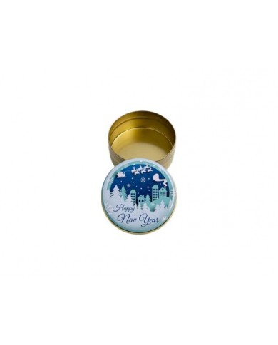 Kar Motifli Happy New Year Metal Mum Kabı 75 CC
