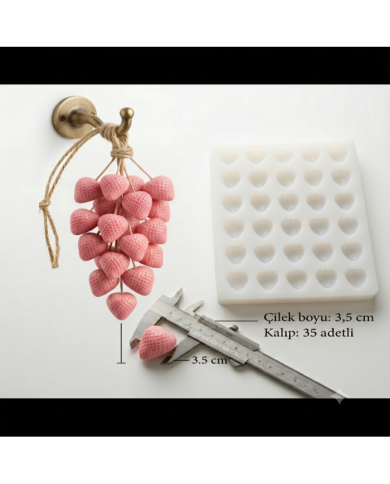 Profesyonel 35'li Çilek Silikon Kalıbı – Mum, Sabun ve Kokulu