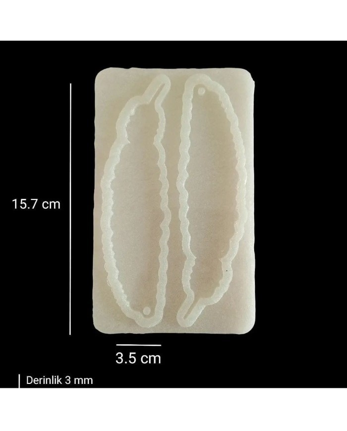 5 Adet 15,7cm x 3,5cm - İkili Tüy Hobi Silikon Kalıp