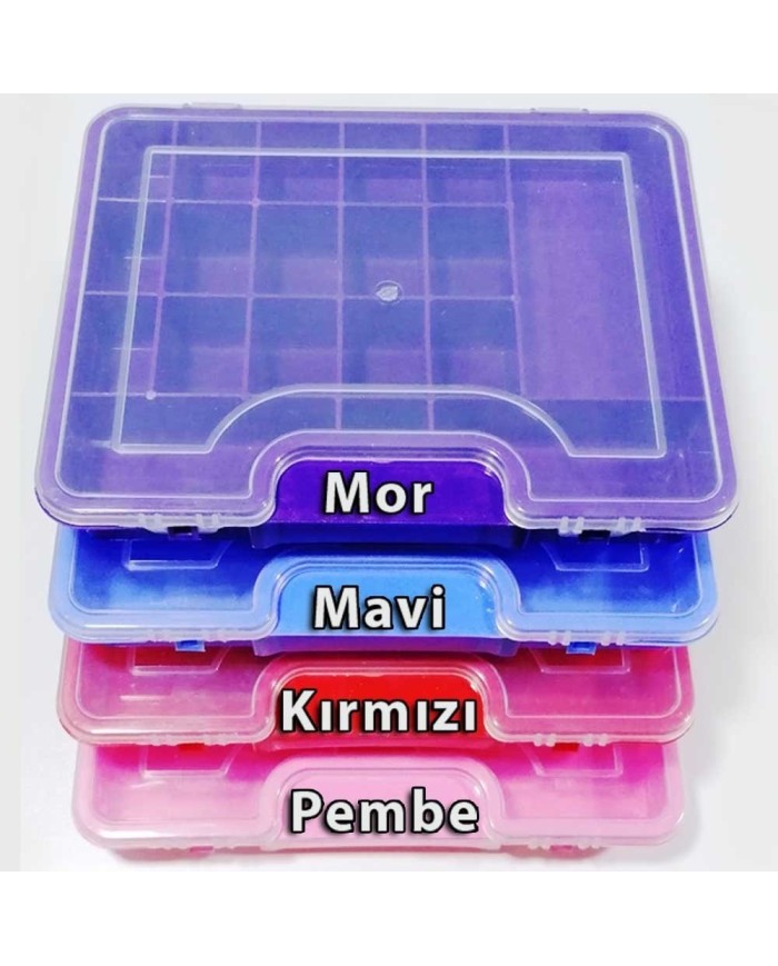 Çok Gözlü Renkli Boncuk Kutusu Plastik