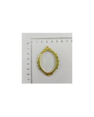 Gold Çerçeve Oval Model Reçine Metal Kolye Ucu