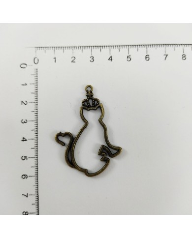 Taçlı Kedi Model Reçine Metal Kolye Ucu