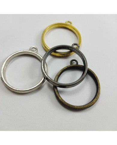 Yuvarlak Üstten Kulplu Reçine Metal Kolye Ucu - Gümüş Yuvarlak Üstten Kulplu Reçine Metal Kolye Ucu - Gümüş