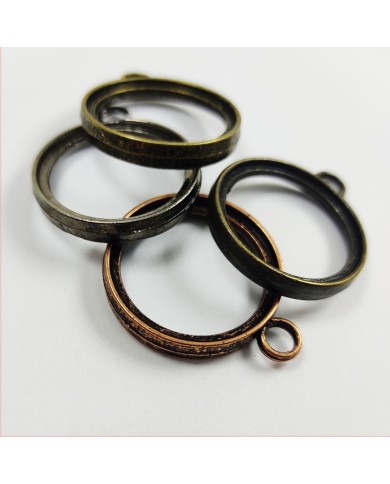 Eskitme Yuvarlak Üstten Kulplu Reçine Metal Kolye Ucu Renk Seçmeli