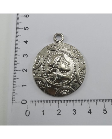 Metal Kolye Ucu - Portre - Gümüş