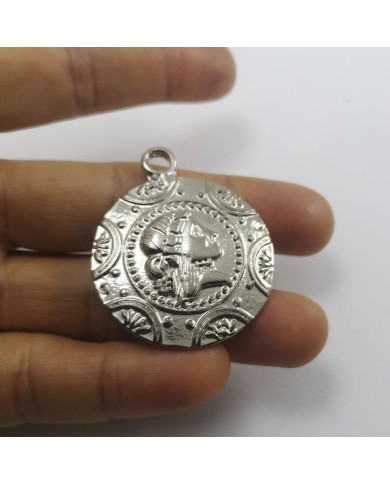 Metal Kolye Ucu - Portre - Gümüş