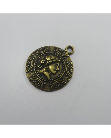 Metal Kolye Ucu - Portre - Gümüş