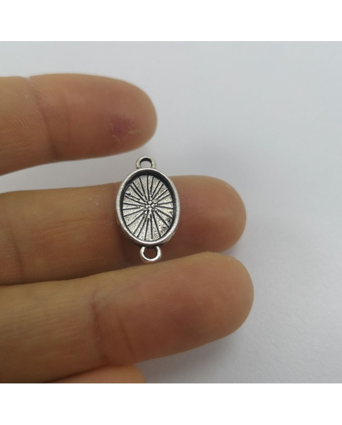 Metal Kolye Ucu - Çift Kulplu Oval