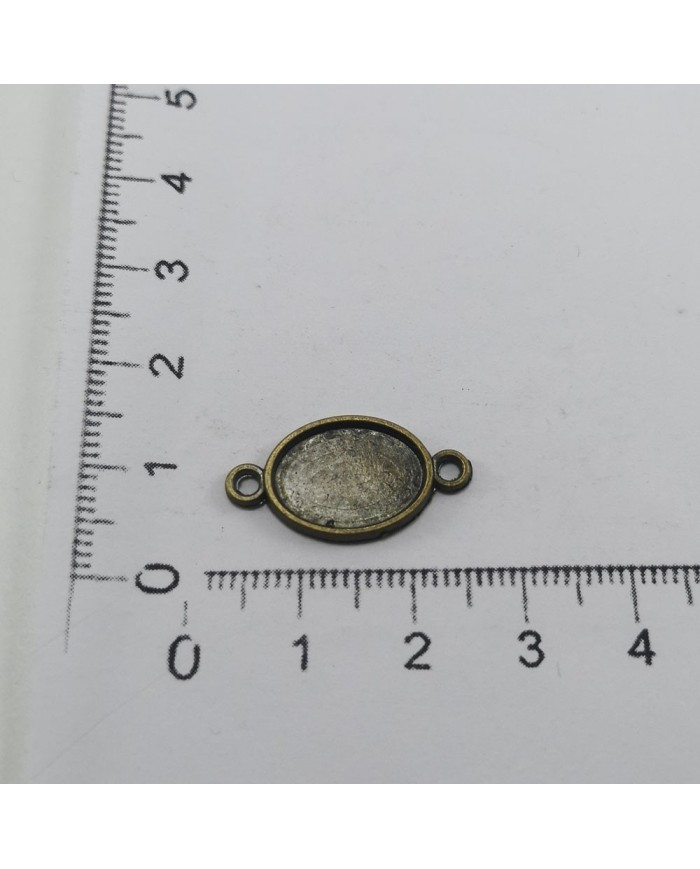 Metal Kolye Ucu - Çift Kulplu Oval