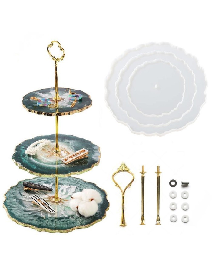 Yuvarlak Kek stand seti - Reçine Epoksi ve Beton Silikon Kalıp -Kod:209