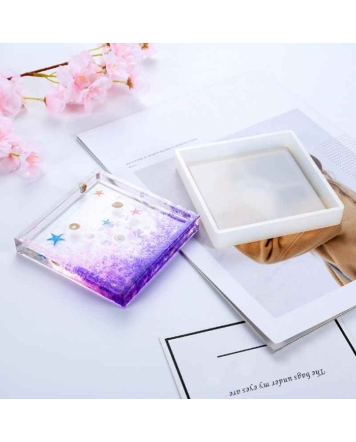 Reçine Epoksi,Mum,Beton ve Sabun Kalıbı Bardak Altı Kare - Kod: 21