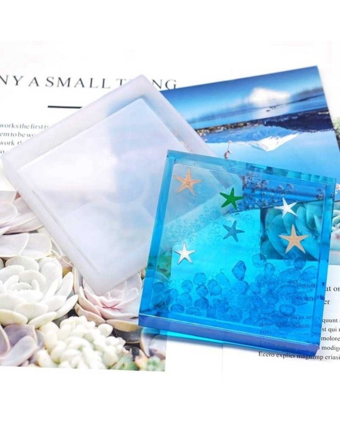 Reçine Epoksi,Mum,Beton ve Sabun Kalıbı Bardak Altı Kare - Kod: 21