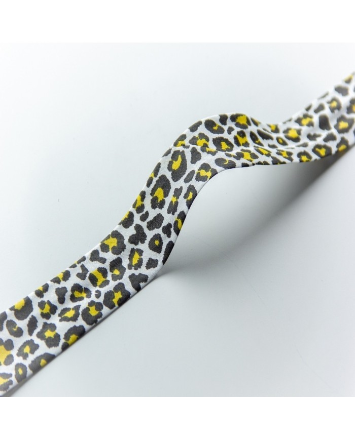 25 Metre Desenli Biye - 3 Cm Leopar Sarı Koton Biye
