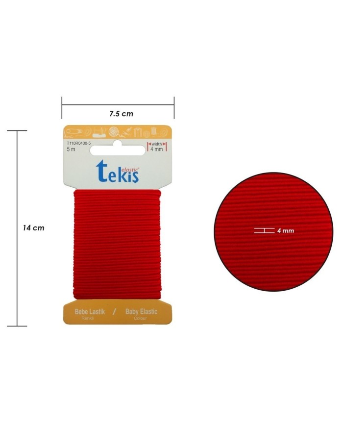 4mm Kırmızı Bebe Lastik - 5 Metre