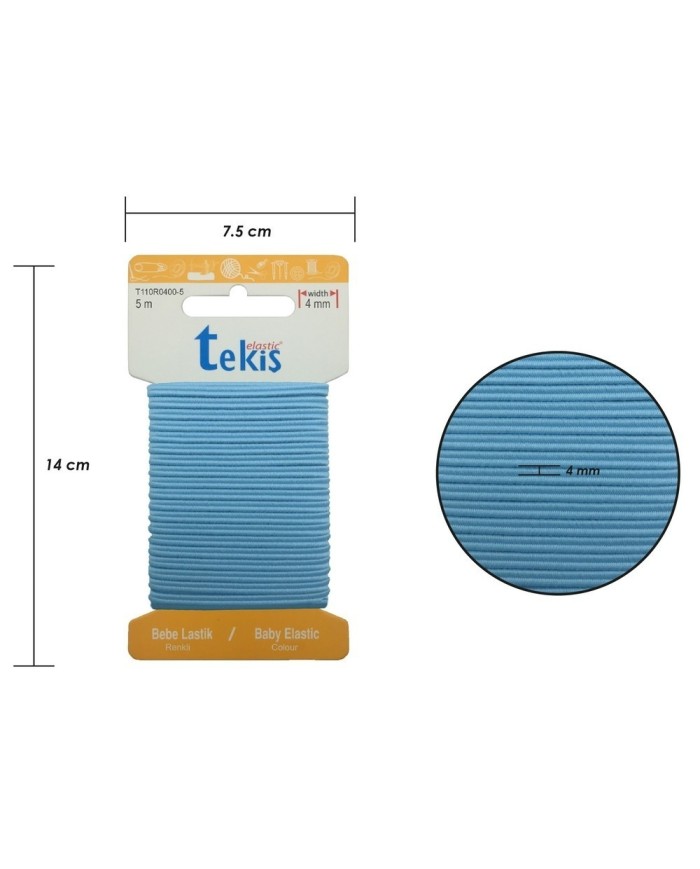 4mm Bebe Mavisi Bebe Lastik - 5 Metre