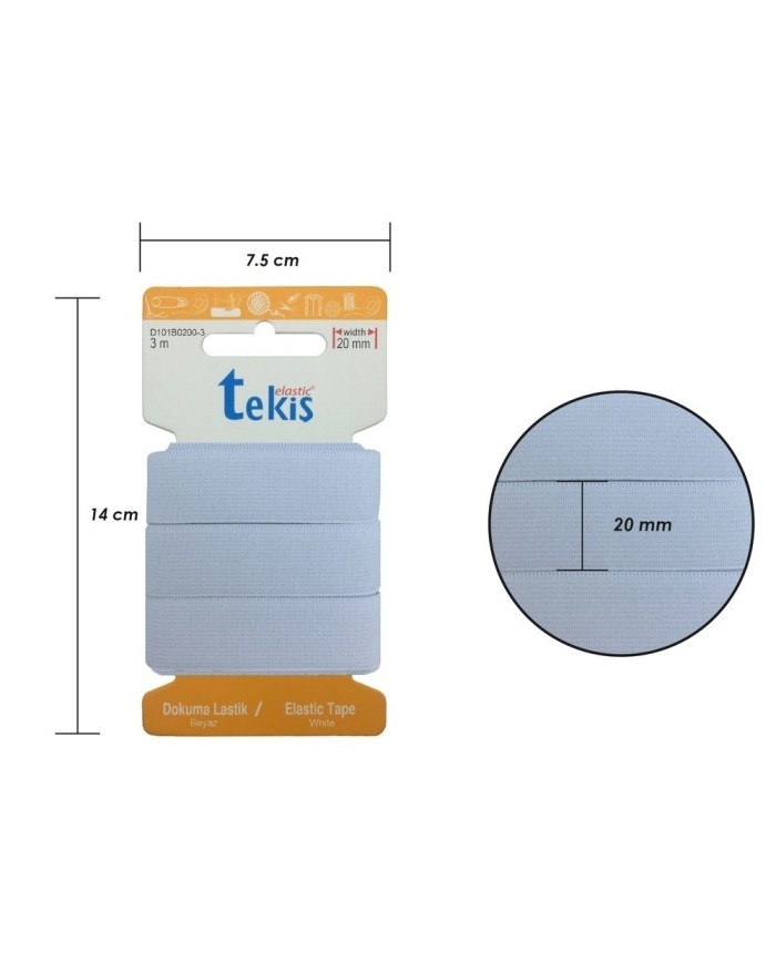 25mm Beyaz Dokuma Lastik - 3 Metre
