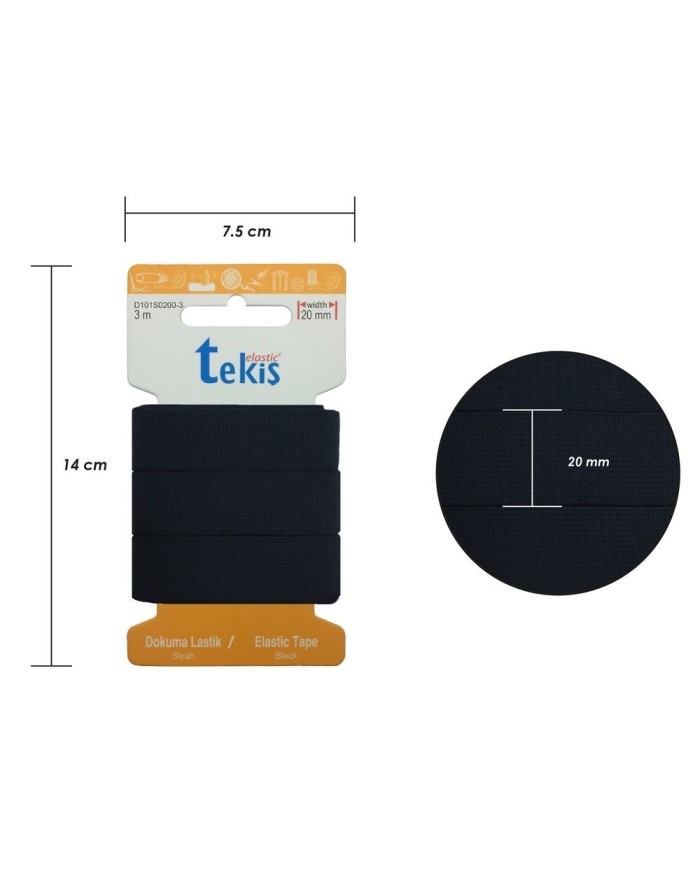 25mm Siyah Dokuma Lastik - 3 Metre