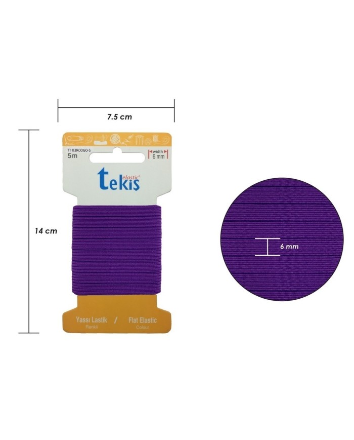 6 mm Mor Yassı Lastik - 5 Metre