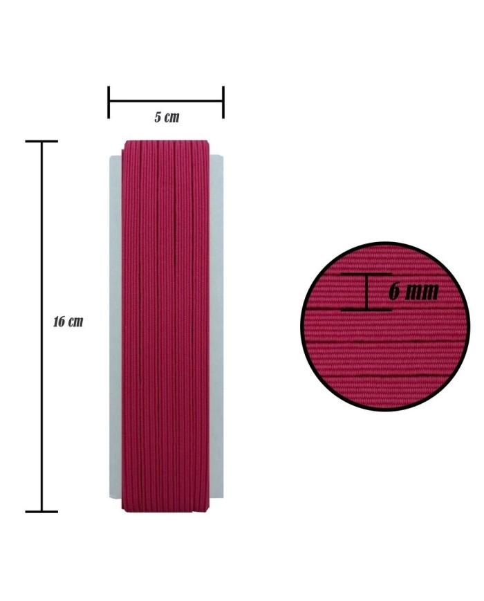 6 mm Fuşya Yassı Lastik - 10 Metre