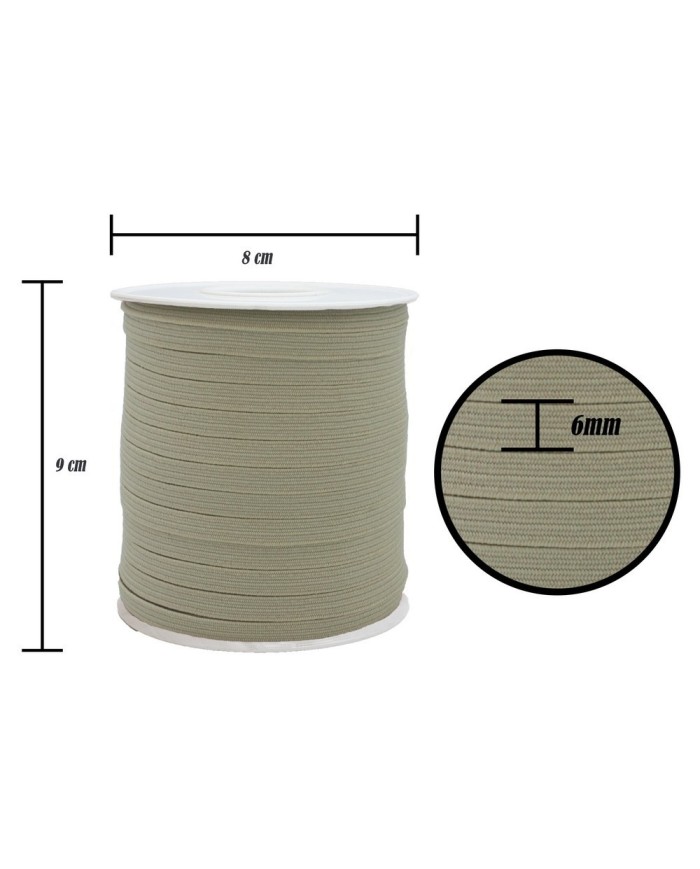 6 mm Bej Yassı Lastik - 100 Metre