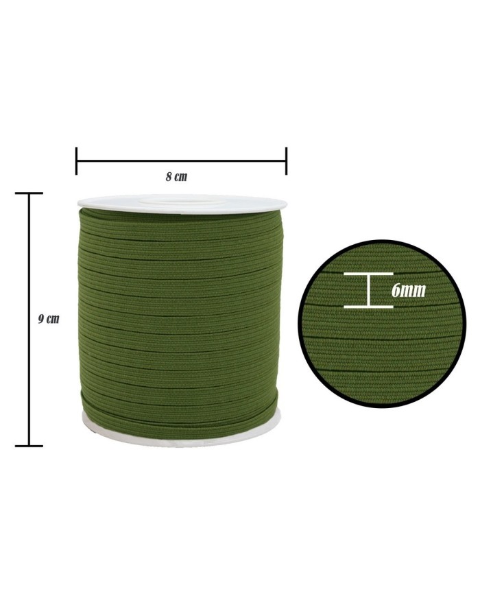 6 mm Haki Yassı Lastik - 100 Metre