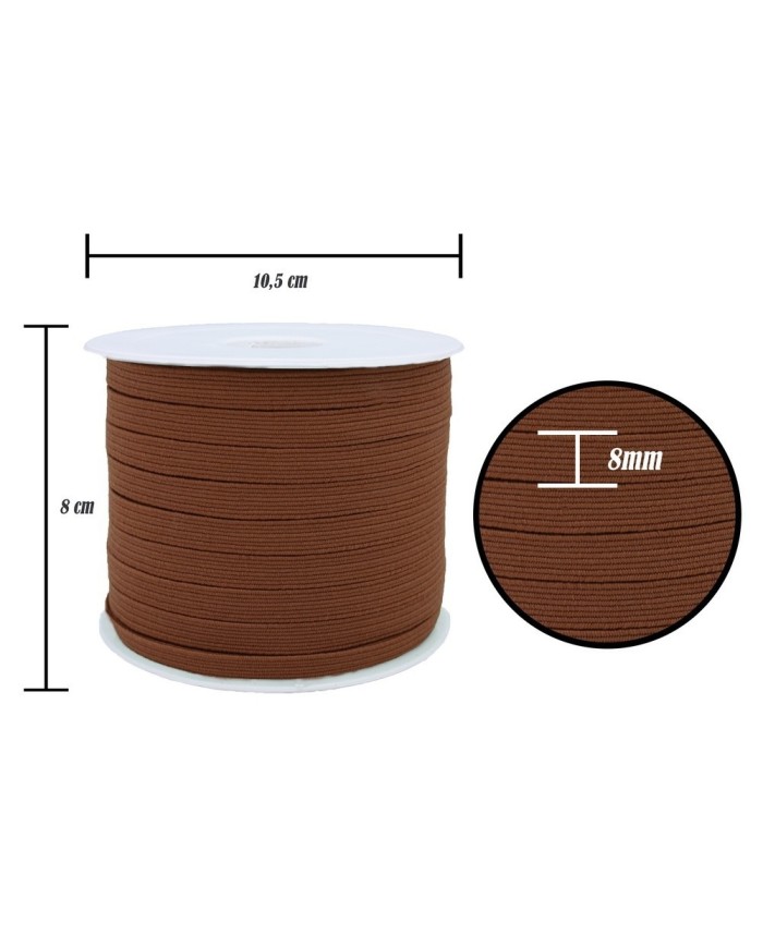 8 mm Kahve Yassı Lastik - 100 Metre