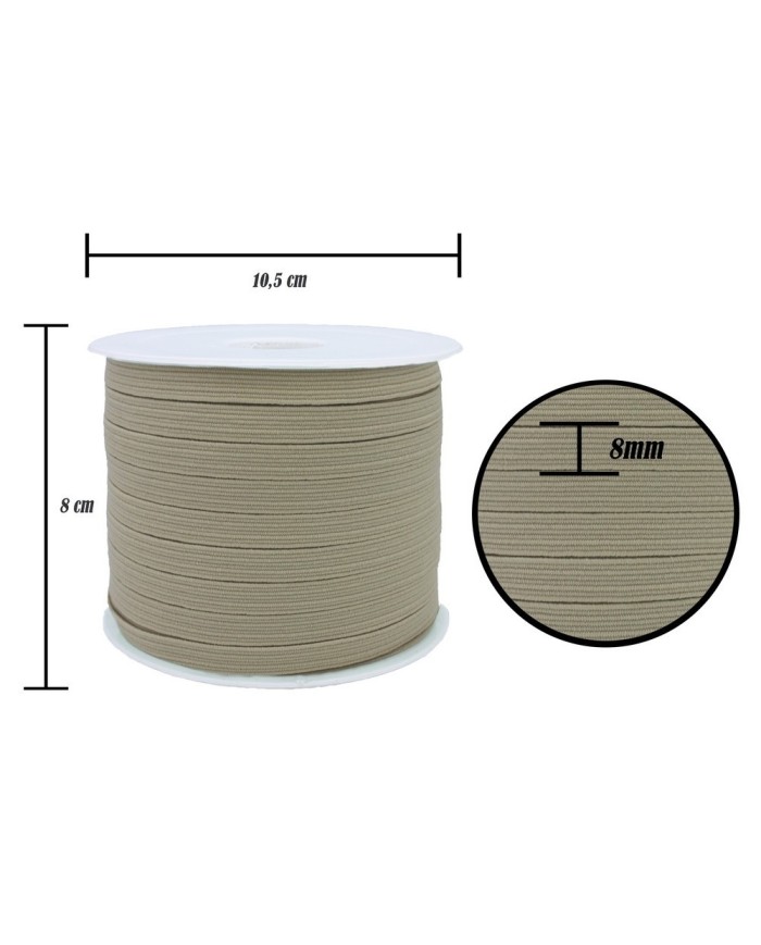 8 mm Bej Yassı Lastik - 100 Metre