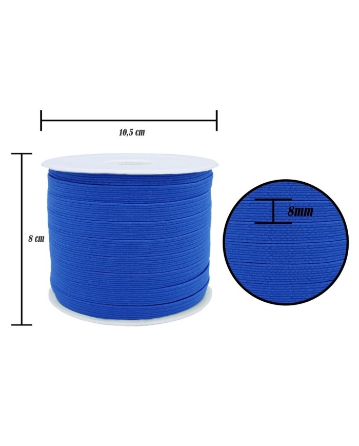 8 mm Koyu Mavi Yassı Lastik - 100 Metre