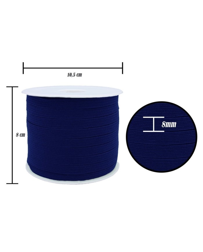 8 mm Lacivert Yassı Lastik - 100 Metre