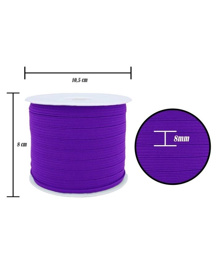 8 mm Mor Yassı Lastik - 100 Metre