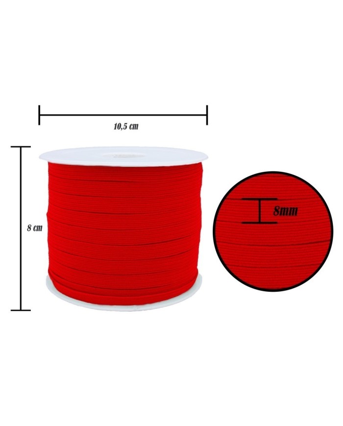 8 mm Kırmızı Yassı Lastik - 100 Metre