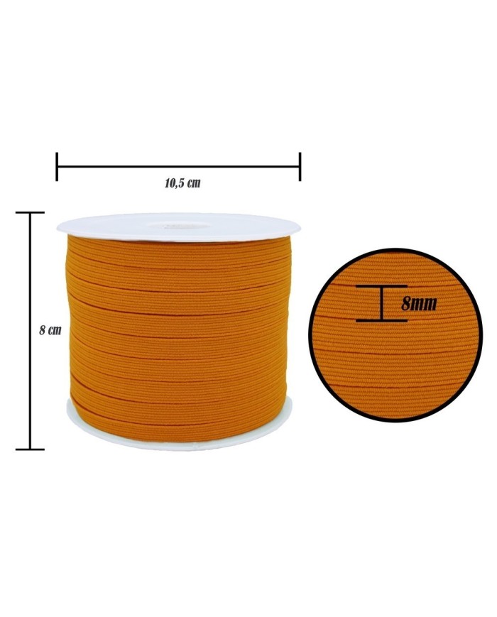 8 mm Turuncu Yassı Lastik - 100 Metre
