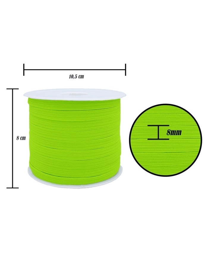 8 mm Neon Sarı Yassı Lastik - 100 Metre