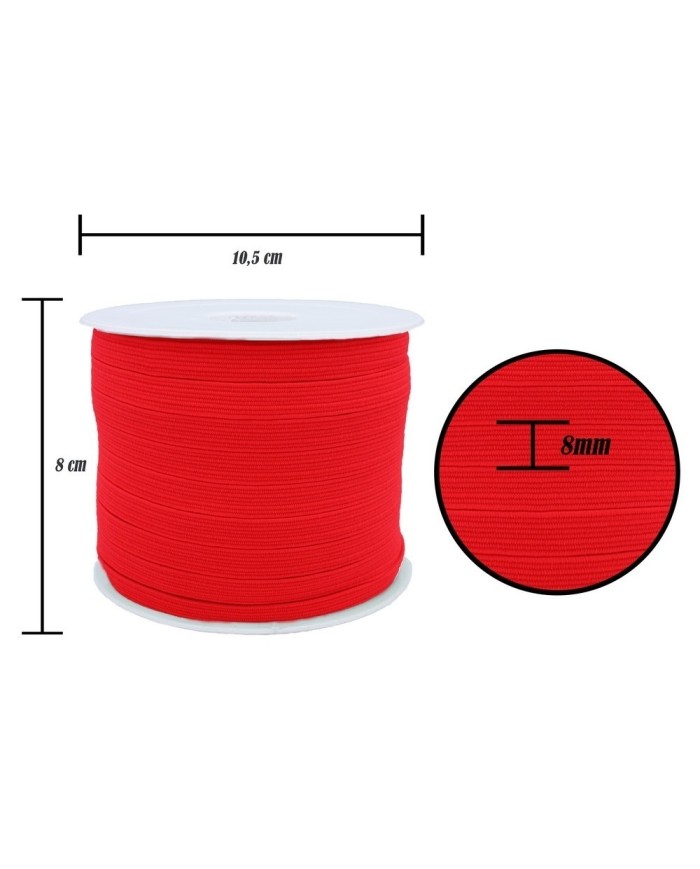 8 mm Neon Pembe Yassı Lastik - 100 Metre