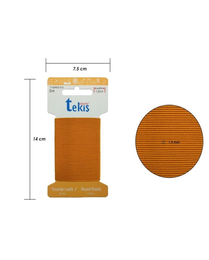 1.5 mm Şapka Lastik - 20 Metre Turuncu Yuvarlak Lastik
