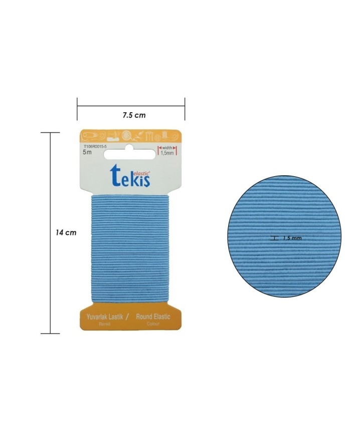 1.5 mm Şapka Lastik - 20 Metre Bebe Mavisi Yuvarlak Lastik