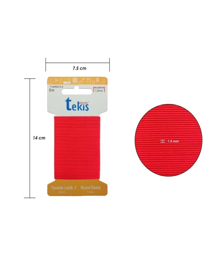1.5 mm Şapka Lastik - 20 Metre Neon Pembe Yuvarlak Lastik