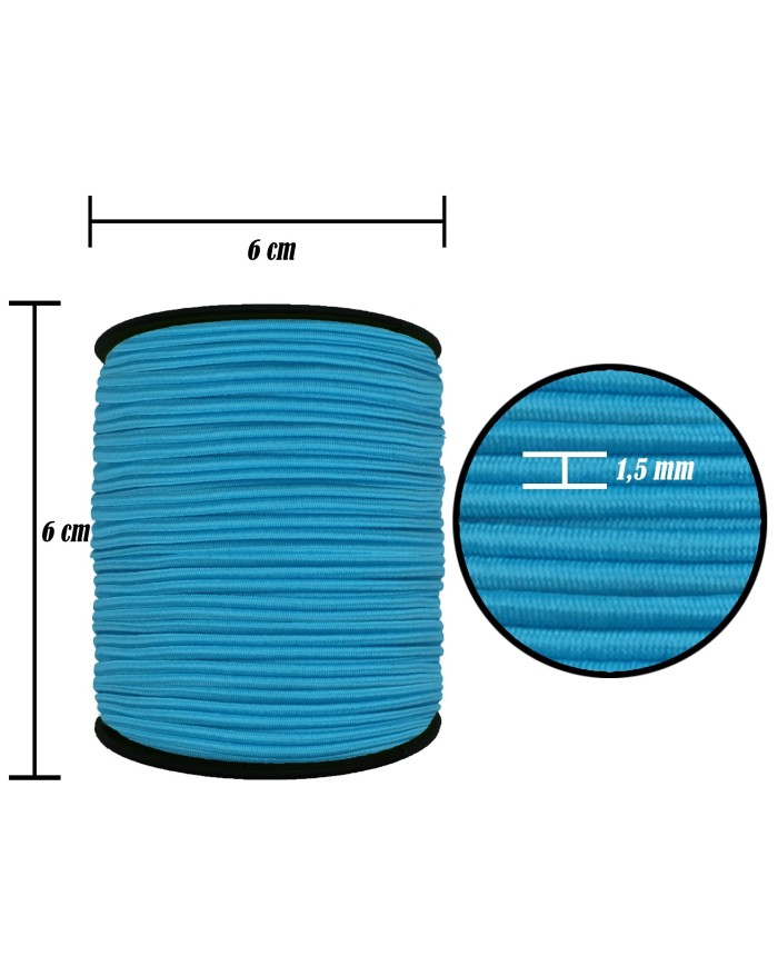 1.5 mm Şapka Lastik - 50 Metre Turkuaz Yuvarlak Lastik
